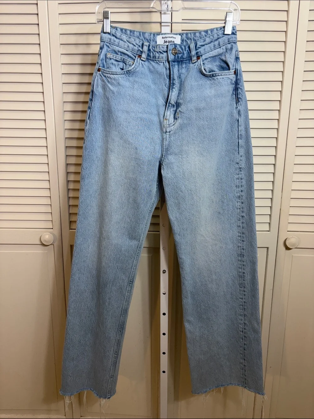 Reformation Wilder High Rise Wide Leg Cropped Jeans Tenaya Destroyed Hem Size 26 - Picture 1 of 11